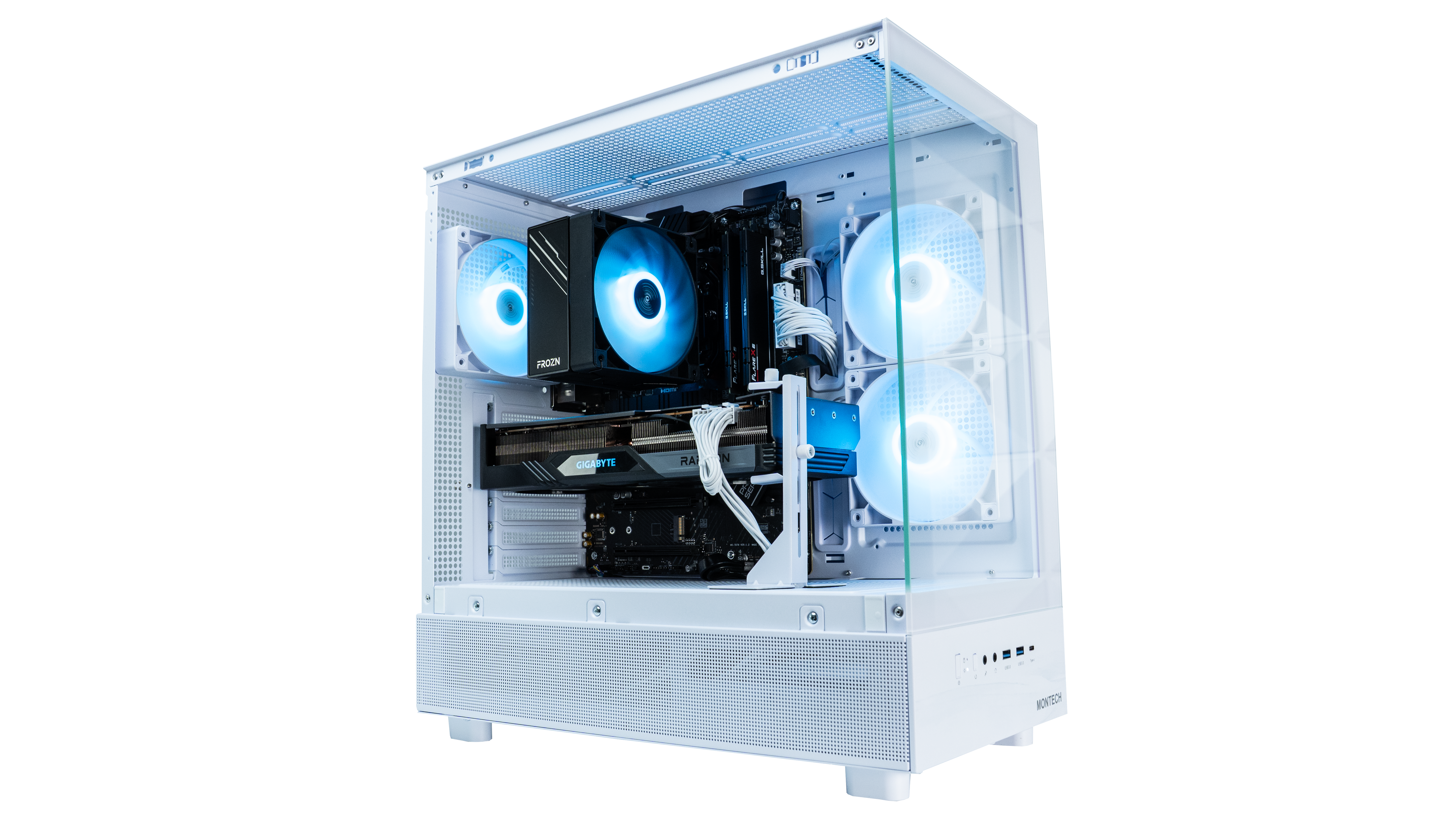 White and Blue Mid Range Gaming PC